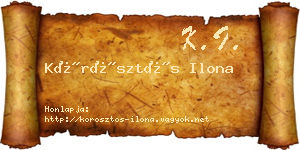 Körösztös Ilona névjegykártya